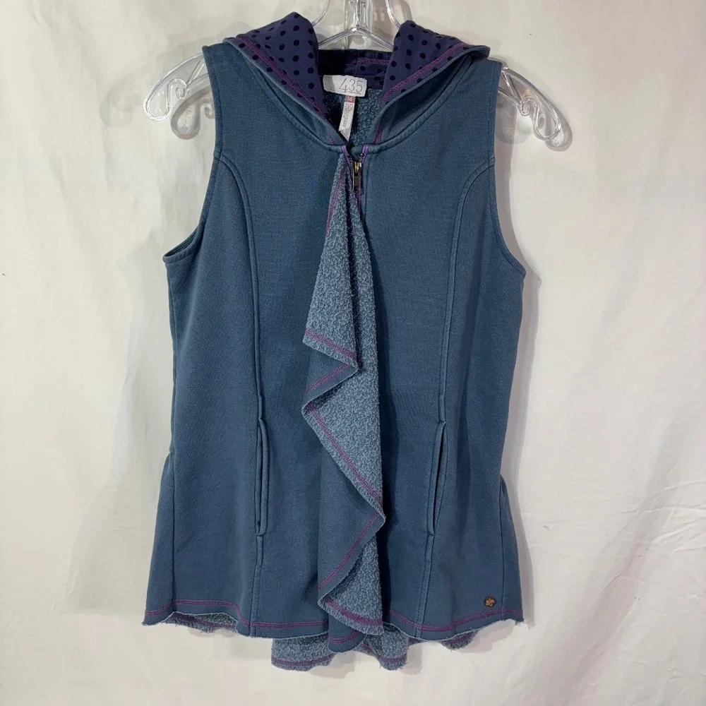 Matilda Jane 435 My‎ Compass Hoodie Vest with Front Ruffle Pockets Blue, 14